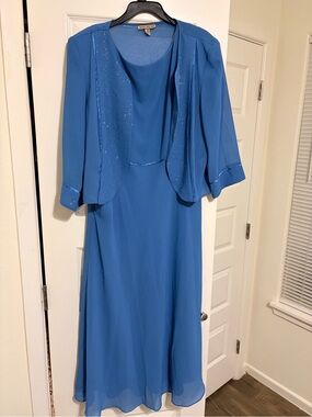 Alex Evenings Royal Blue Chiffon Maxi Dress with Jacket
